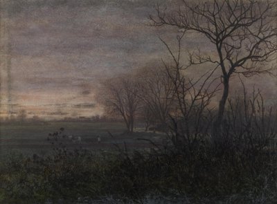 Ploughing at Dusk, 1865 by Léon Bonvin